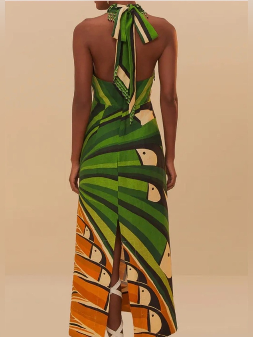 FARM Rio Linen Toucan Halter Midi Dress - Picture 2 of 5